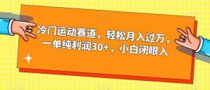 冷门运动赛道，轻松月入过万，一单纯利润30+，小白闭眼入【揭秘】-闪越社