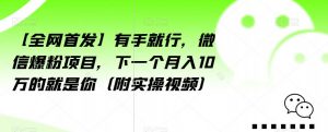 【全网首发】有手就行，微信爆粉项目，下一个月入10万的就是你（附实操视频）【揭秘】-闪越社