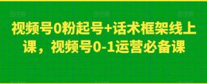 视频号0粉起号+话术框架线上课，视频号0-1运营必备课-闪越社