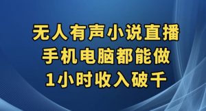 抖音无人有声小说直播，手机电脑都能做，1小时收入破千【揭秘】-闪越社
