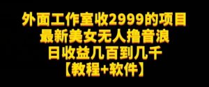 外面工作室收2999的项目最新美女无人撸音浪日收益几百到几千【教程+软件】（仅揭秘）-闪越社