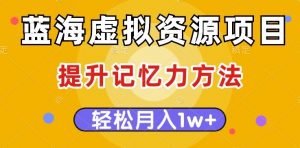 蓝海虚拟资源项目,提升记忆力方法,多种变现方式,轻松月入1w+【揭秘】-闪越社