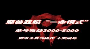 魔兽亚服一命模式,10天成号-单号3千-5千,脚本全自动操作,保姆级教学【揭秘】-闪越社