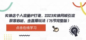 实体店个人流量IP打造,2023实体同城引流获客必听,含直播玩法(75节完整版)-闪越社