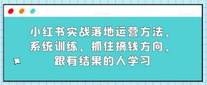 小红书实战落地运营方法,系统训练,抓住搞钱方向,跟有结果的人学习-闪越社