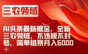 AI头条最新掘金，全新三农领域，不违规不封号，简单粗暴月入6000＋【揭秘】-闪越社