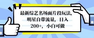 最新综艺名场面片段玩法，明星自带流量，日入200+，小白可做【揭秘】-闪越社