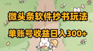 微头条软件抄书玩法，单账号收益日入300+【揭秘】-闪越社