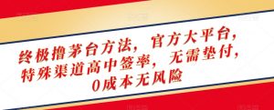 终极撸茅台方法,官方大平台,特殊渠道高中签率,无需垫付,0成本无风险【揭秘】-闪越社