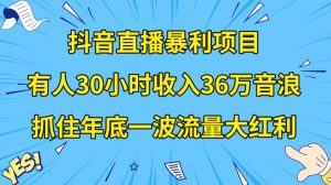 抖音直播暴利项目，有人30小时收入36万音浪，公司宣传片年会视频制作，抓住年底一波流量大红利【揭秘】-闪越社