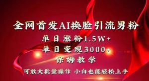 全网首发Ai换脸引流男粉，单日涨粉1.5w+，单日变现3000+，小白也能轻松上手拿结果【揭秘】-闪越社