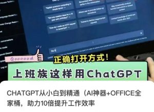 CHATGPT从小白到精通，AI神器+OFFICE全家桶，助力10倍提升工作效率-闪越社