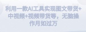 利用一款AI工具实现图文带货+中视频+视频带货等,无脑操作月如过万【揭秘】-闪越社