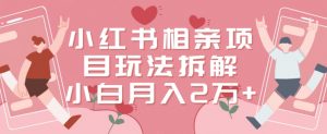 小红书相亲项目玩法拆解，有人通过这个副业项目做到了月收入2万多【揭秘】-闪越社