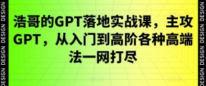 浩哥的GPT落地实战课，主攻GPT，从入门到高阶各种高端法一网打尽-闪越社
