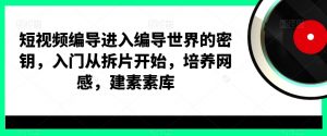 短视频编导进入编导世界的密钥，入门从拆片开始，培养网感，建素素库-闪越社