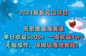 2024最新风口项目，低密度蓝海赛道，单日收益5000+，一周收益4w+！【揭秘】-闪越社