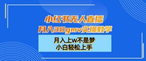 小红书无人直播月入30gmv实操教学，月入上w不是梦，小白轻松上手【揭秘】-闪越社
