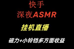 快手深夜ASMR挂机直播，磁力+小铃铛收益（附带工具和5G素材）【揭秘】-闪越社