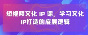 短视频文化IP课,学习文化IP打造的底层逻辑-闪越社
