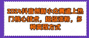 2024抖音创新小众赛道上热门核心技术,超级涨粉,多种变现方式【揭秘】-闪越社