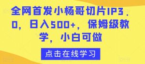 全网首发小杨哥切片IP3.0,日入500+,保姆级教学,小白可做【揭秘】-闪越社