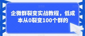 企微群裂变实战教程,低成本从0裂变100个群的-闪越社