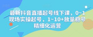 最新抖音直播起号线下课,0~1现场实操起号,1~10+放量稳号精细化运营-闪越社