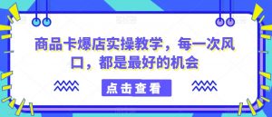商品卡爆店实操教学,每一次风口,都是最好的机会-闪越社
