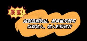 短剧最新玩法，新手当天就可以有收入，收入轻松破万【揭秘】-闪越社