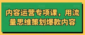 内容运营专项课,用流量思维策划爆款内容-闪越社