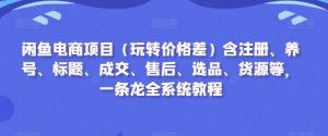 闲鱼电商项目（玩转价格差）含注册、养号、标题、成交、售后、选品、货源等，一条龙全系统教程-闪越社