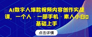 AI数字人爆款视频内容创作实战课,一个人·一部手机·素人小白0基础上手-闪越社