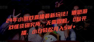 24年小游戏直播最新玩法!微恐游戏怪谈研究所,无需露脸,0粉开播,小白轻松月入5W+【揭秘】-闪越社