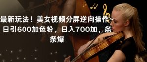 最新玩法！美女视频分屏逆向操作~日引600加色粉，日入700加，条条爆【揭秘】-闪越社