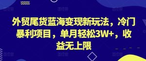 外贸尾货蓝海变现新玩法,冷门暴利项目,单月轻松3W+,收益无上限【揭秘】-闪越社