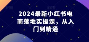 2024最新小红书电商落地实操课,从入门到精通-闪越社