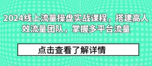 2024线上流量操盘实战课程，搭建高人效流量团队，掌握多平台流量-闪越社