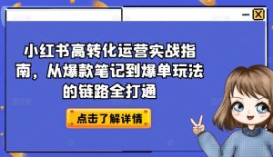 小红书高转化运营实战指南，从爆款笔记到爆单玩法的链路全打通-闪越社