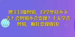 博主口播剪辑，自学坚持不下去？会剪辑不会变现？十天学会剪辑，疯狂变现收钱!-闪越社