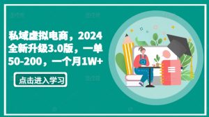 私域虚拟电商，2024全新升级3.0版，一单50-200，一个月1W+【揭秘】-闪越社