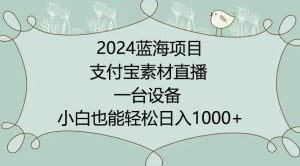 2024年蓝海项目,支付宝素材直播,无需出境,小白也能日入1000+ ,实操教程【揭秘】-闪越社