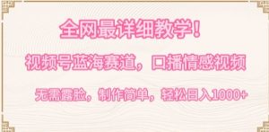 全网最详细教学，视频号蓝海赛道，口播情感视频，无需露脸，制作简单，轻松实现日入1000+【揭秘】-闪越社