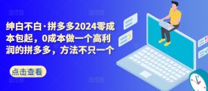 拼多多2024零成本包起,0成本做一个高利润的拼多多,方法不只一个-闪越社