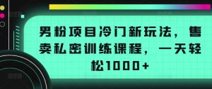男粉项目冷门新玩法，售卖私密训练课程，一天轻松1000+【揭秘】-闪越社