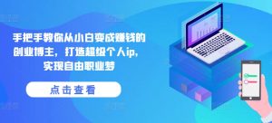 手把手教你从小白变成赚钱的创业博主,打造超级个人ip,实现自由职业梦-闪越社