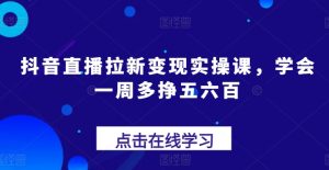 抖音直播拉新变现实操课,学会一周多挣五六百-闪越社