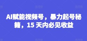 AI赋能视频号，暴力起号秘籍，15 天内必见收益【揭秘】-闪越社
