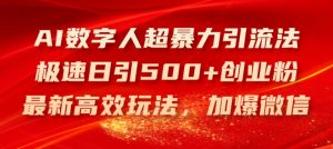 AI数字人超暴力引流法,极速日引500+创业粉,最新高效玩法,加爆微信【揭秘】-闪越社