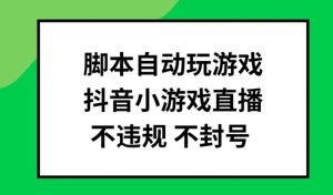 脚本自动玩游戏,抖音小游戏直播,不违规不封号可批量做【揭秘】-闪越社